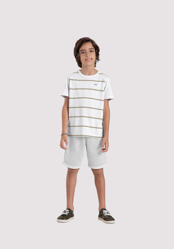 Conjunto Infantil com Camiseta e Bermuda, BRANCO, large.