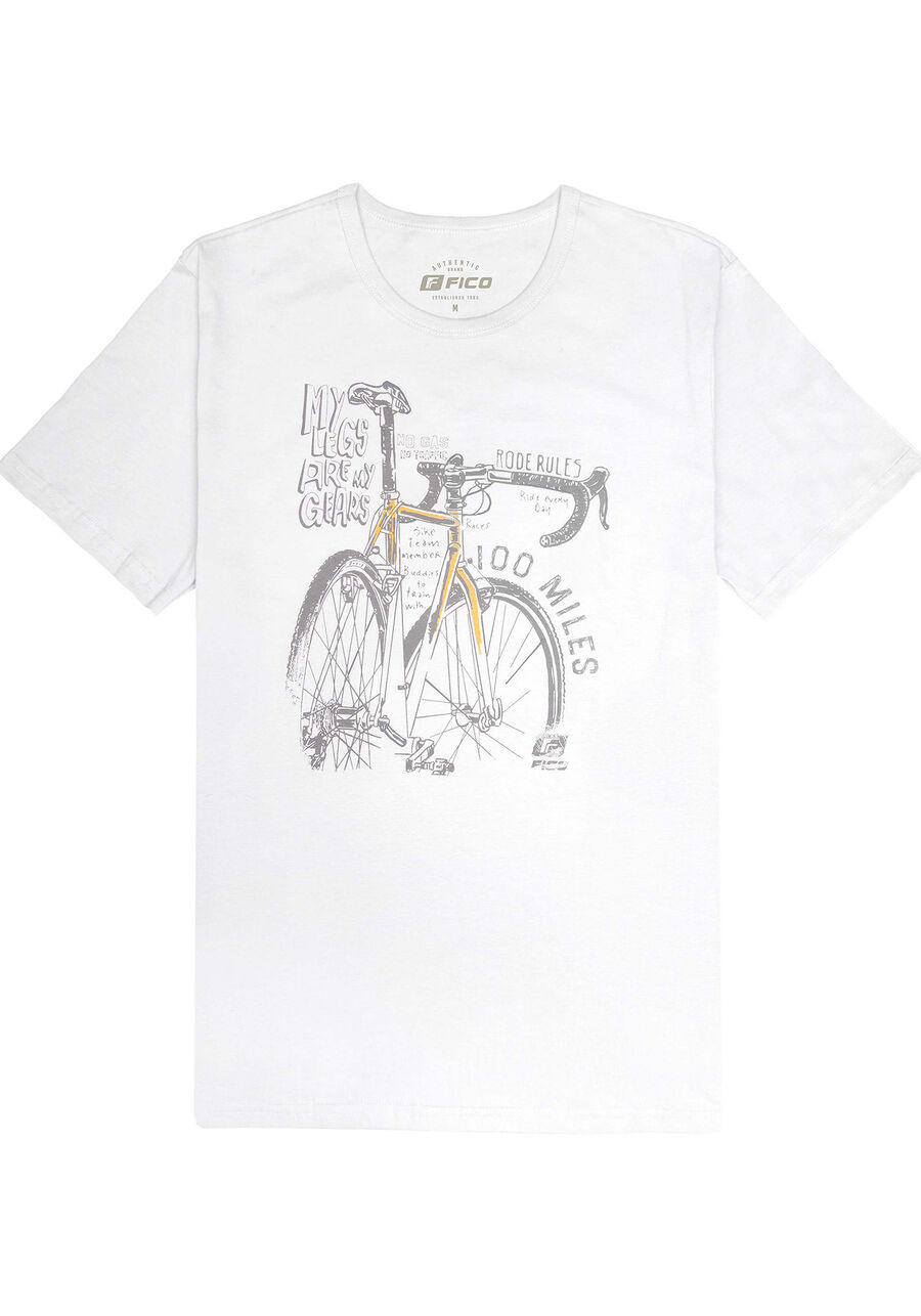 Camiseta Meia Malha Estampa Bike, BRANCO, large.