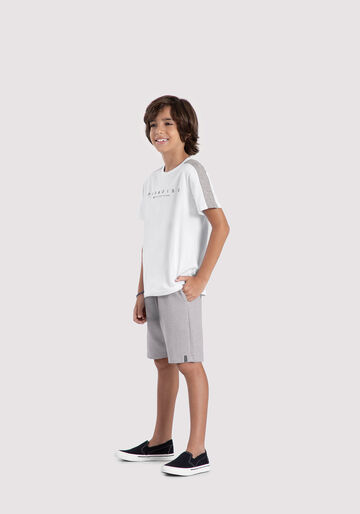 Conjunto Infantil com Camiseta e Bermuda, BRANCO, large.