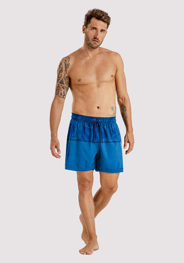Shorts Masculino em Tecido Plano Estampado, AZUL CARBONO, large.