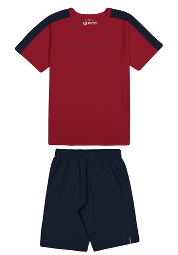 Conjunto Infantil com Camiseta e Bermuda, VERMELHO SKETCH, large.