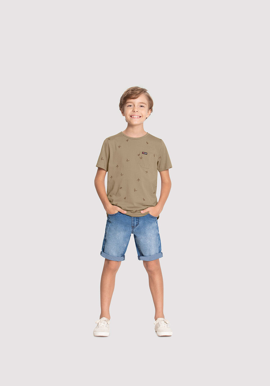 Camiseta Infantil Estampada com Bolso, TROPICAL MARROM, large.