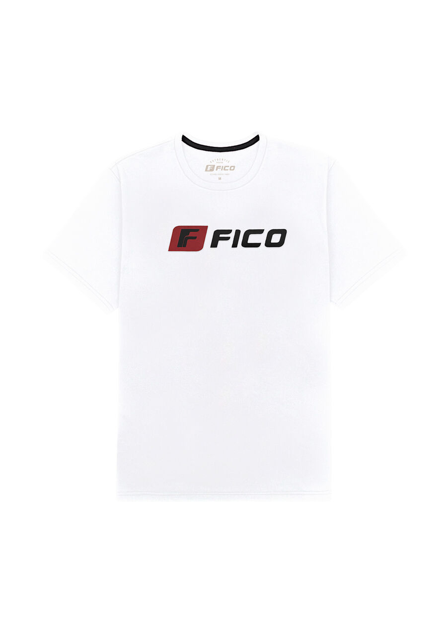 Camiseta Masculina em Malha com Estampa FICO, BRANCO, large.